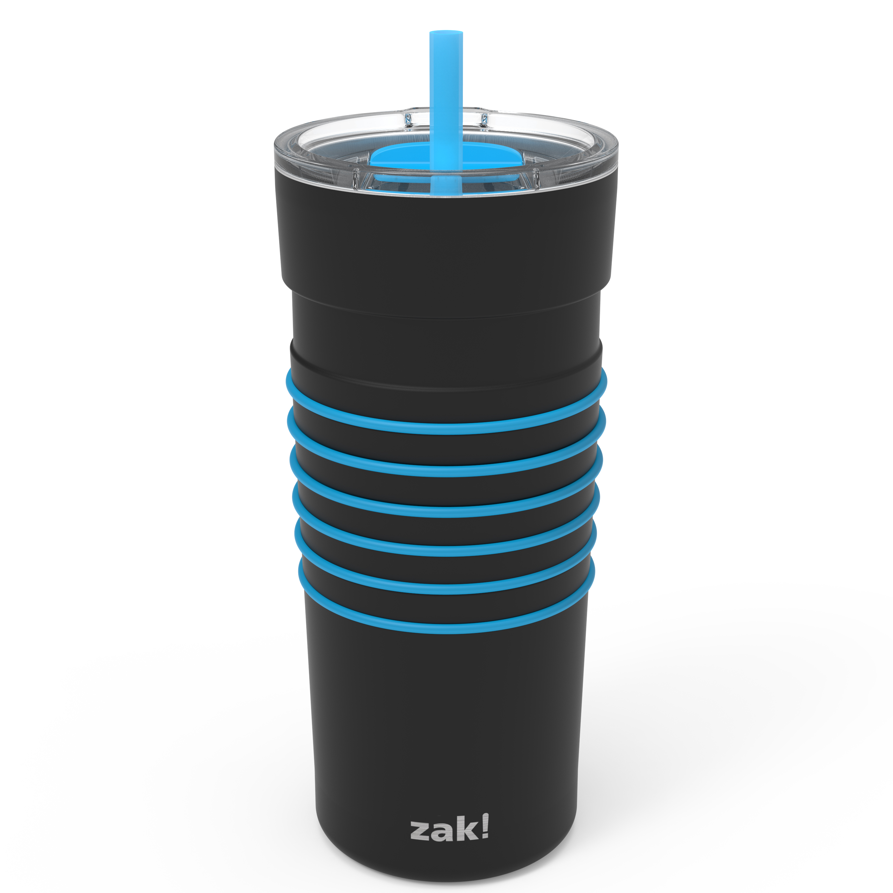HydraTrak 20 ounce Vacuum Insulated Stainless Steel Tumbler, Black with Blue Rings slideshow image 3 HydraTrak 20 ounce Vacuum Insulated Stainless Steel Tumbler, Black with Blue Rings slideshow image 3
