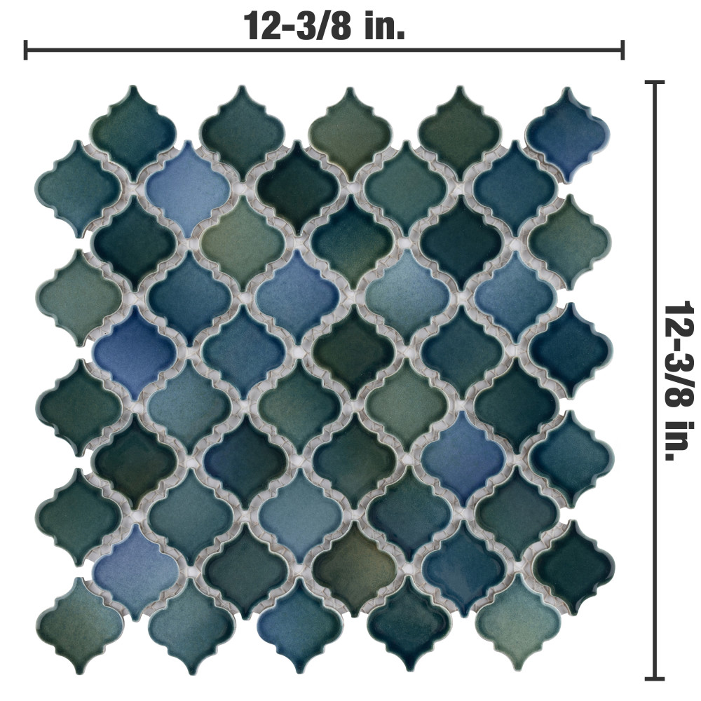 Hudson Tangier Lagoon 12-3/8 in. x 12-3/8 in. Porcelain Mosaic Tile