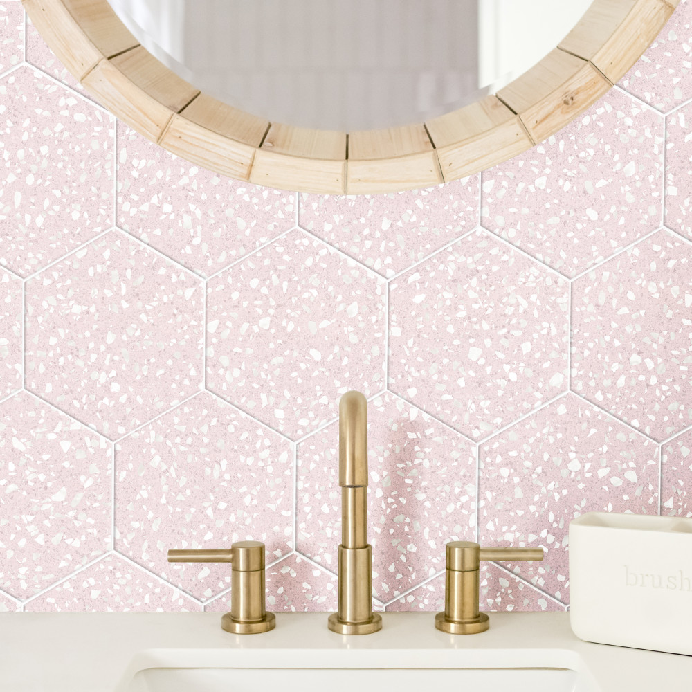 Venice Hex Pink 8-5/8 in. x 9-7/8 in. Porcelain Floor and Wall Tile