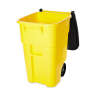 Rubbermaid Commercial, Rollout, 50 gal, Resin, Yellow, Square, Receptacle