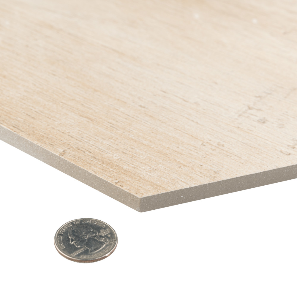 Sawnwood Hex Beige 8-5/8 in. x 9-7/8 in. Porcelain Floor and Wall Tile