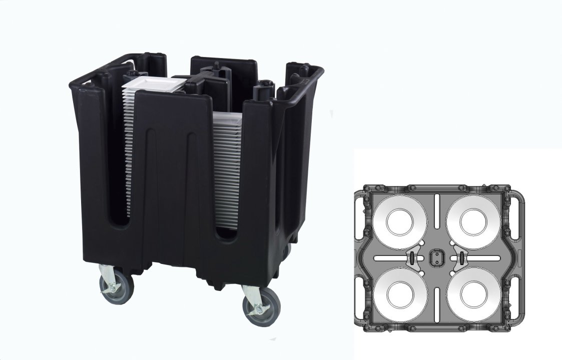 Traex® adjustable dish caddy for 10 ⅜- to 11 ¼-inch round plates and bowls in black