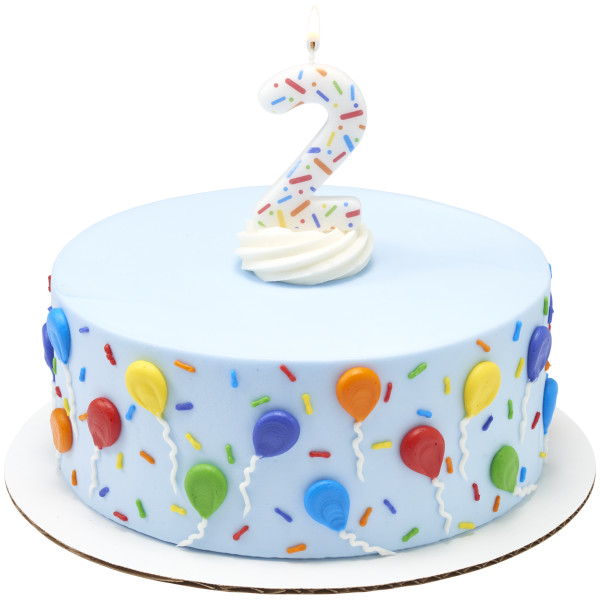 2 Rainbow Sprinkle Numeral Candles