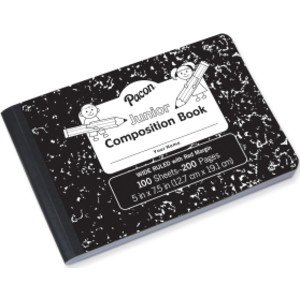 Junior Composition Book, Black Marble, 3/8" Ruled 5" x 7-1/2", 100 Sheets