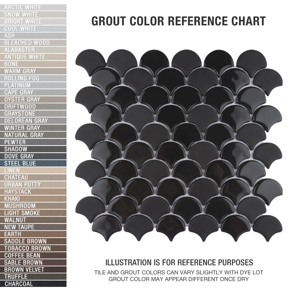 Expressions Scallop Black 11-1/4 in. x 12 in. Glass Mosaic Tile