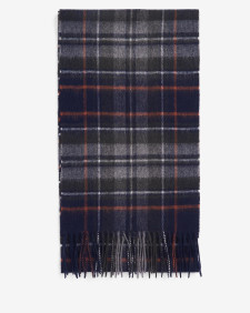 New Check Tartan Scarf Navy-Dark Ginger