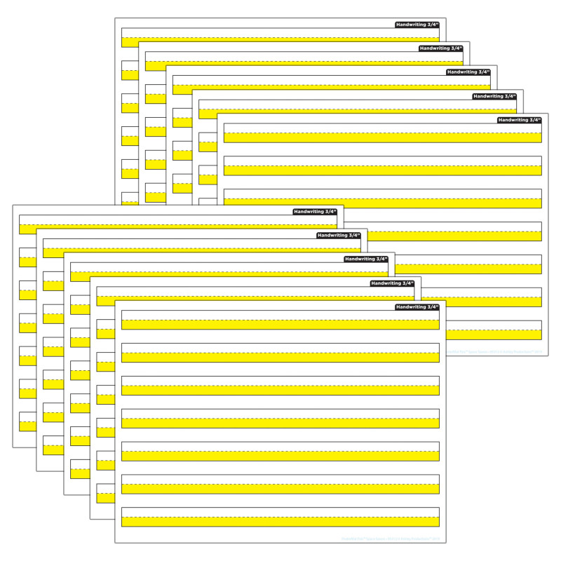 Smart Poly® PosterMat Pals™ Space Savers, 13" x 9-1/2", 3/4" Handwriting Highlighted Yellow, Pack of 10