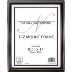 EZ Mount Document Frame, Black Plastic, 8.5x11 in