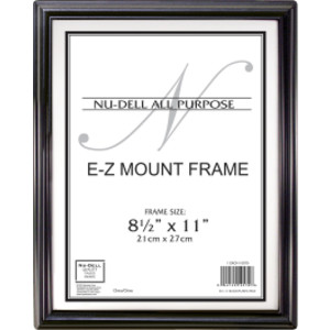 EZ Mount Document Frame, Black Plastic, 8.5x11 in