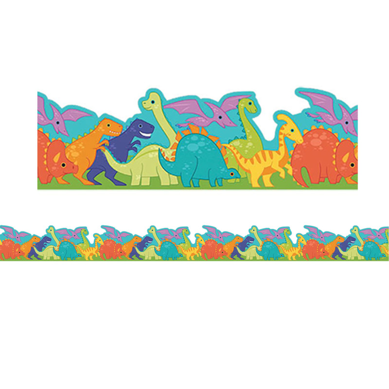 Dino Quest Dino Parade Extra Wide Classroom Border Trim, 12 Strips