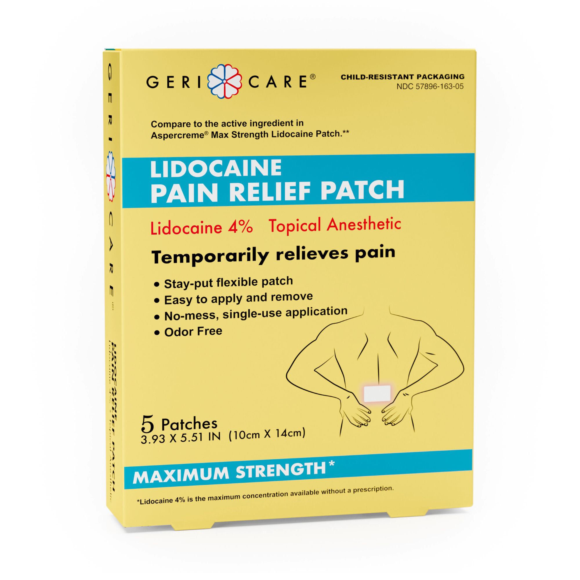 Geri-Care LIDOCAINE, PATCH PAIN RELIEF MAX 4% (6/BX 24BX/CS)