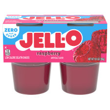 Jell-O Raspberry Sugar Free Gelatin Snacks, 4 ct Cups