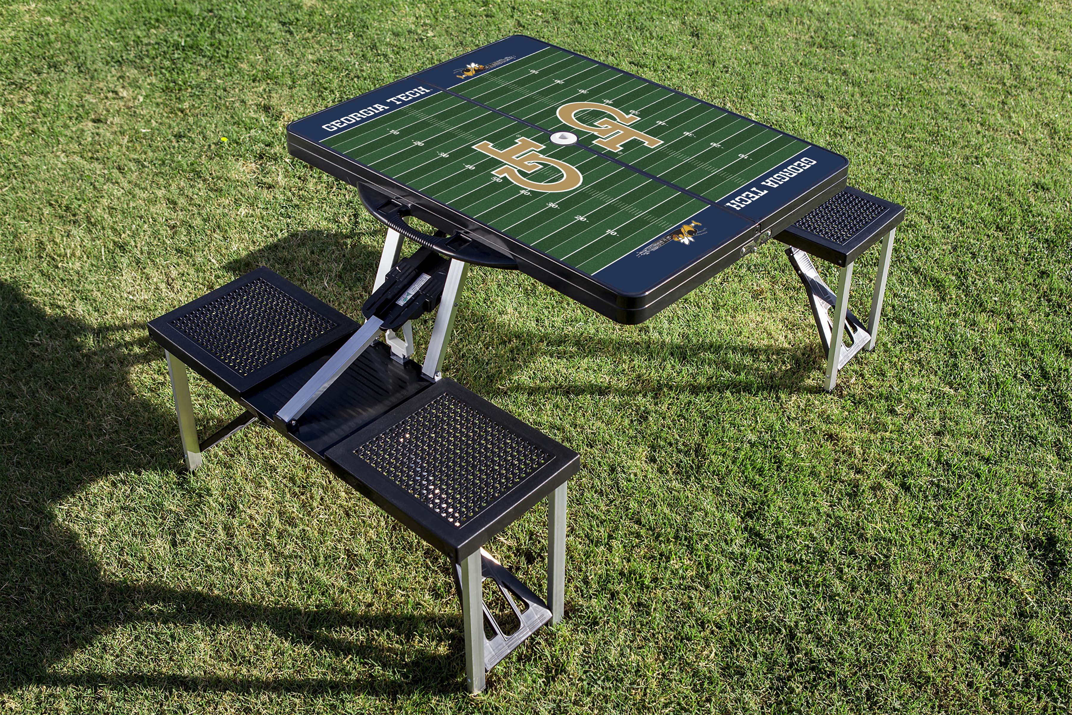 Georgia Tech Yellow Jackets Football Field - Picnic Table Portable Folding Table with Seats