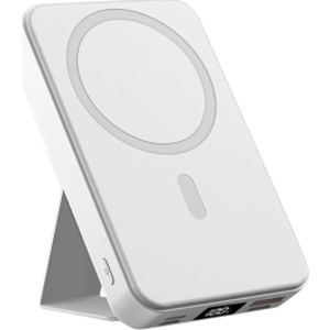 10,000mAh Magnetic Wireless Charge Power Bank with Foldable Stand, White