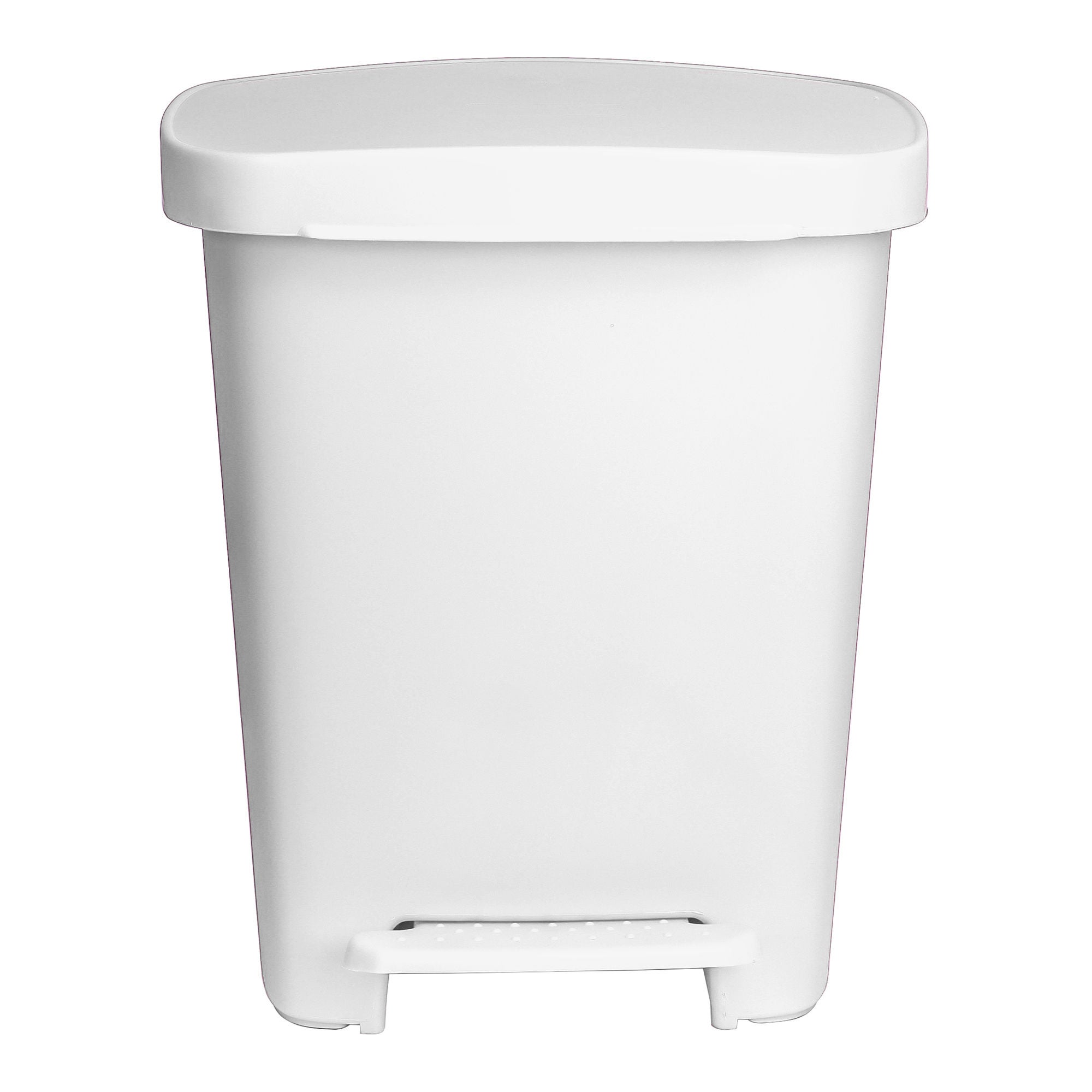 McKesson Waste Can with Step-On Pedal, Plastic, White, 14.37 x 15.16 x 18.9 Inch