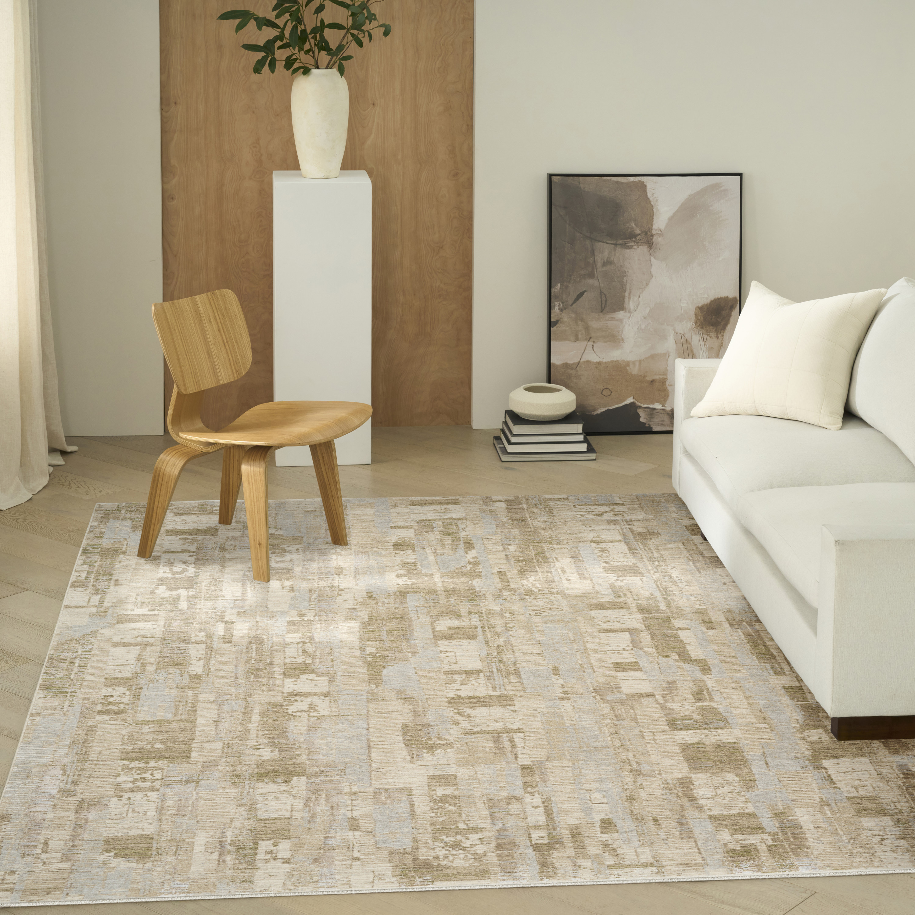 Calvin Klein CK089 Drift 9' x 12' Biege Grey Modern Indoor Rug