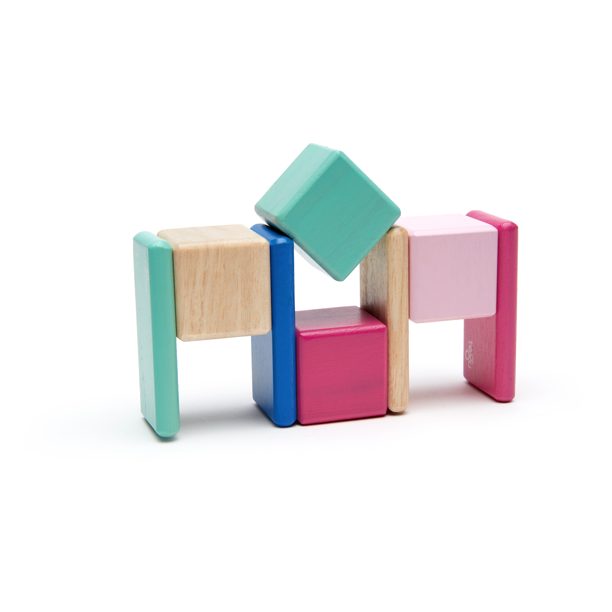 Tegu Magnetic Wooden Blocks, 8-Piece Pocket Pouch, Blossom image number null
