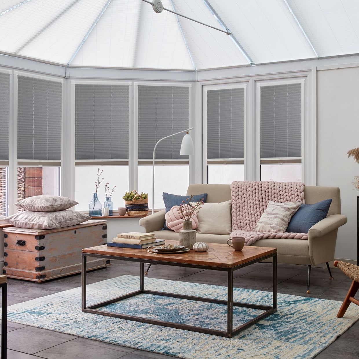 Metro Silver Conservatory Side Pleated Blind