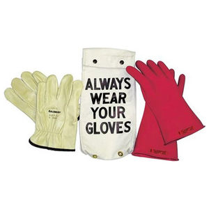 Electrical Glove Kit, Natural Rubber, Straight Cuff, Class 00, Size 10, Red, 14 in. L