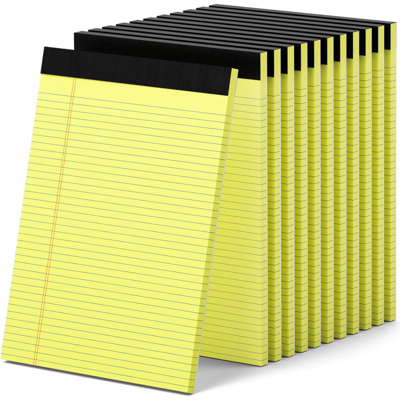 Legal Pad, 8-1/2" x 11", 50 Sheets, Canary, Pack of 12