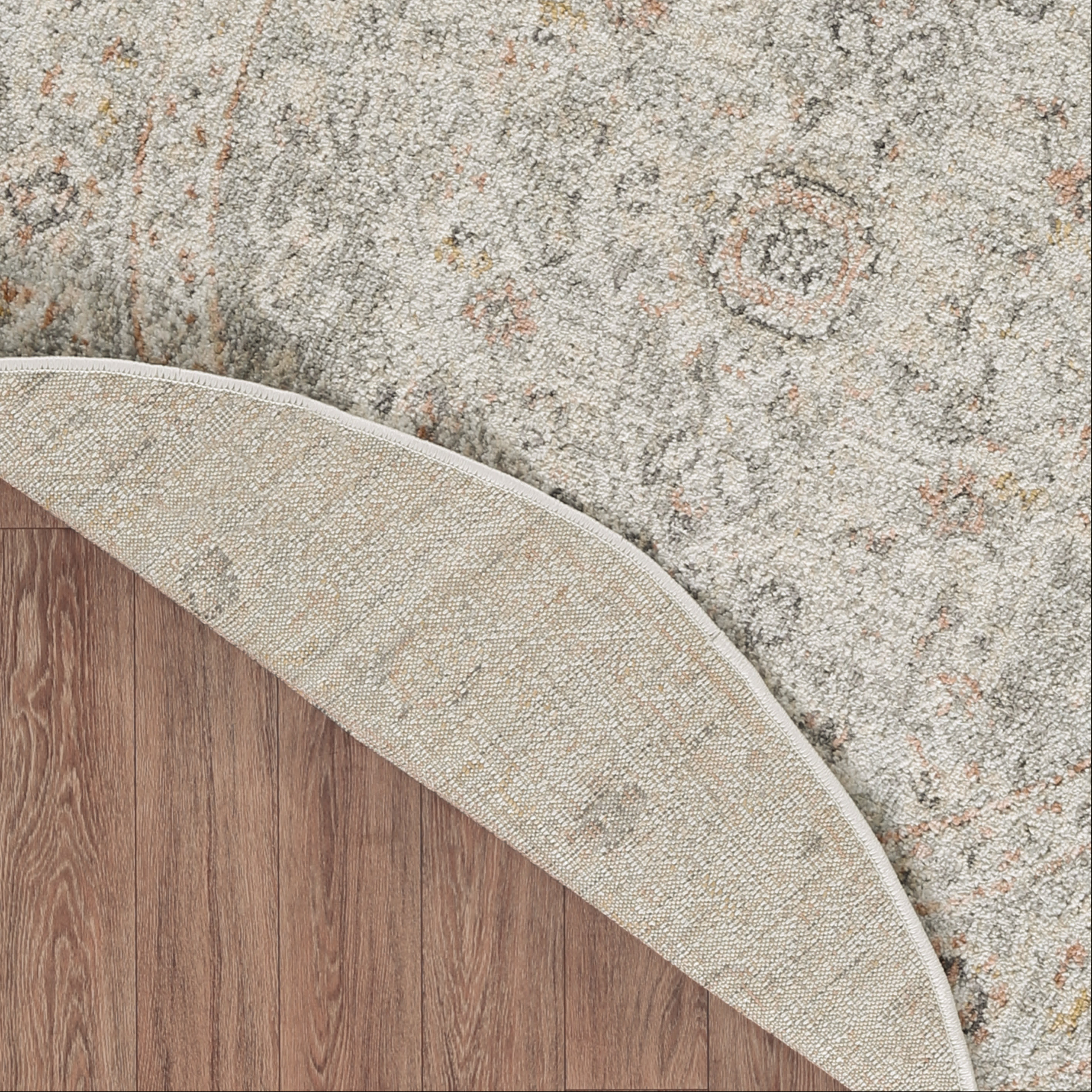 Nourison Oushak Home 7'10" x Round Light Grey Vintage Indoor Rug