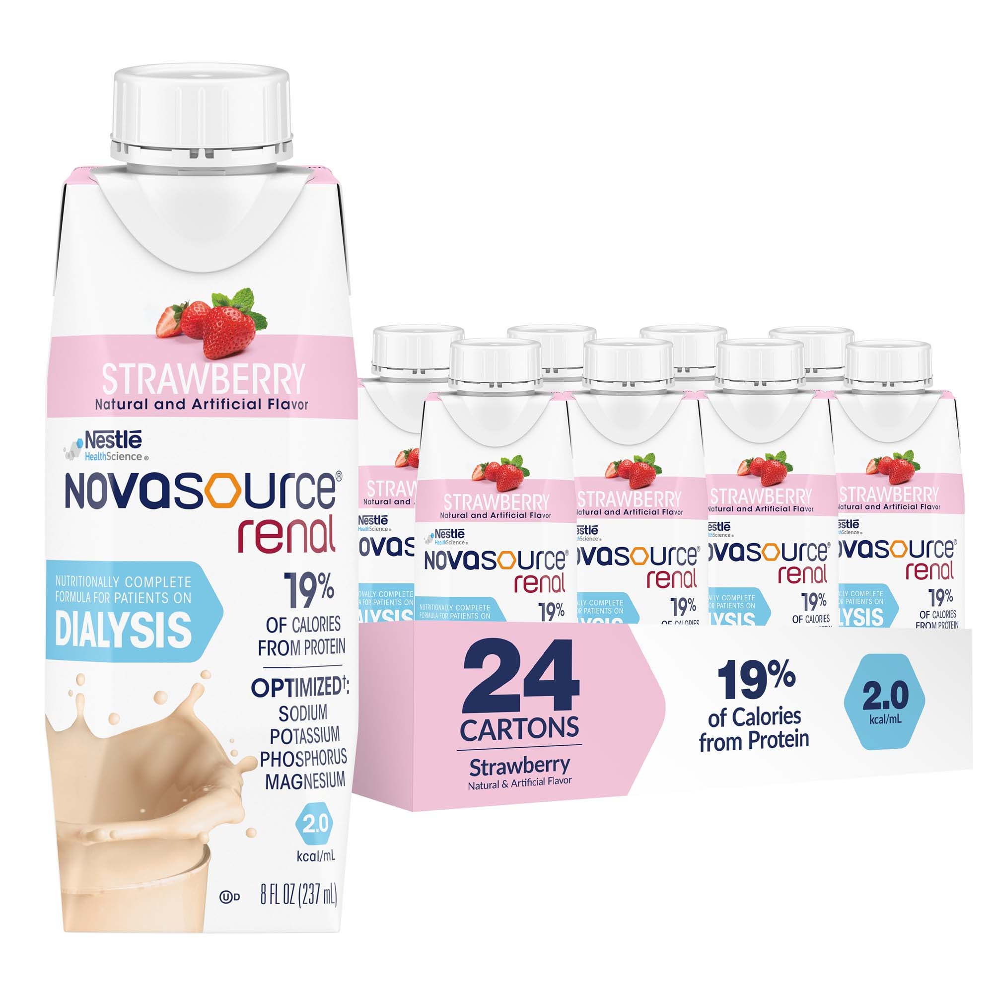 Novasource® Renal Strawberry Formula for Patients on Dialysis, 8-ounce Carton