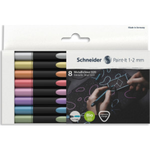 Paint-It 020 Metallic Liners, 1-2 mm Tip, Wallet, 8 Assorted Ink Colors