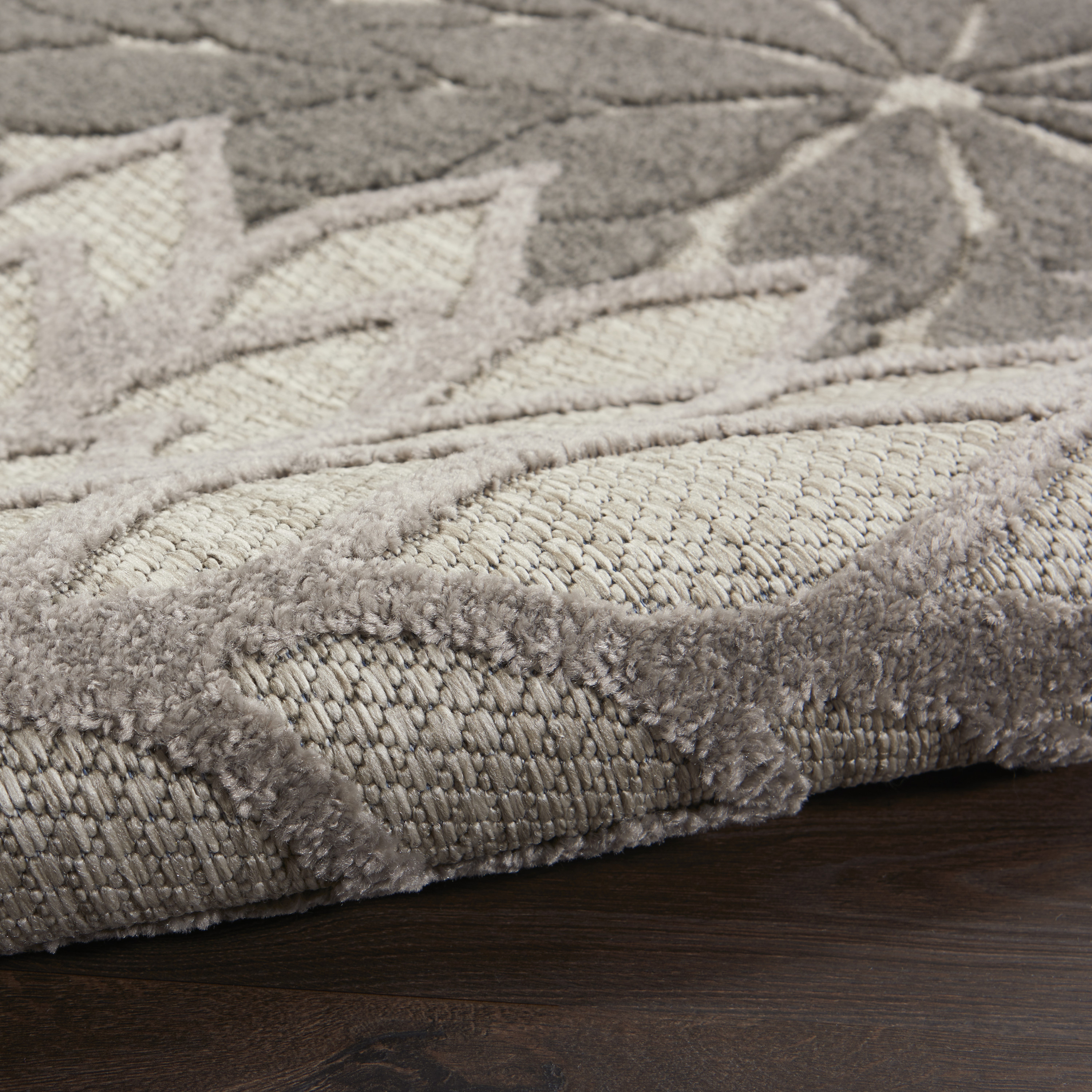 Nourison Aloha 7'10" x Round Silver Grey Tropical Rug