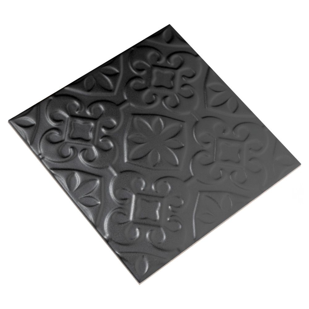 Sample – Triplex Valverde Black Ceramic Wall Tile