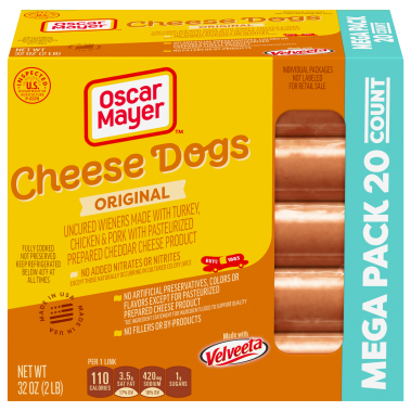 OSCAR MAYER Uncured Velveeta Cheese Dogs 32 oz Box 32oz | Oscar Mayer®