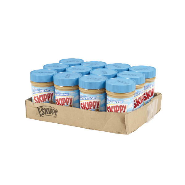 SKIPPY(r) Reduced Fat Creamy Peanut Butter, 12/16.3 oz . C1RM - Front Right Open Case (Hi Res)