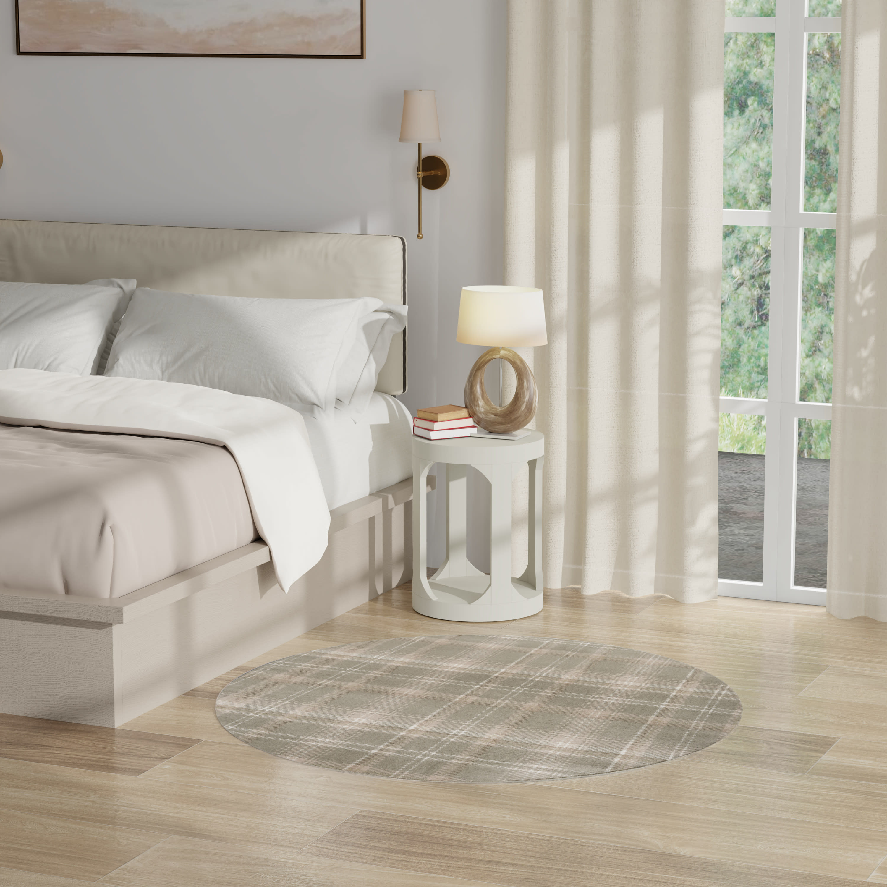 Nourison Grafix 4' x Round Olive Farmhouse Indoor Rug