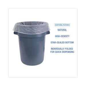 Boardwalk,  HDPE Liner, 45 gal Capacity, 40 in Wide, 48 in High, 16 Microns Thick, Natural