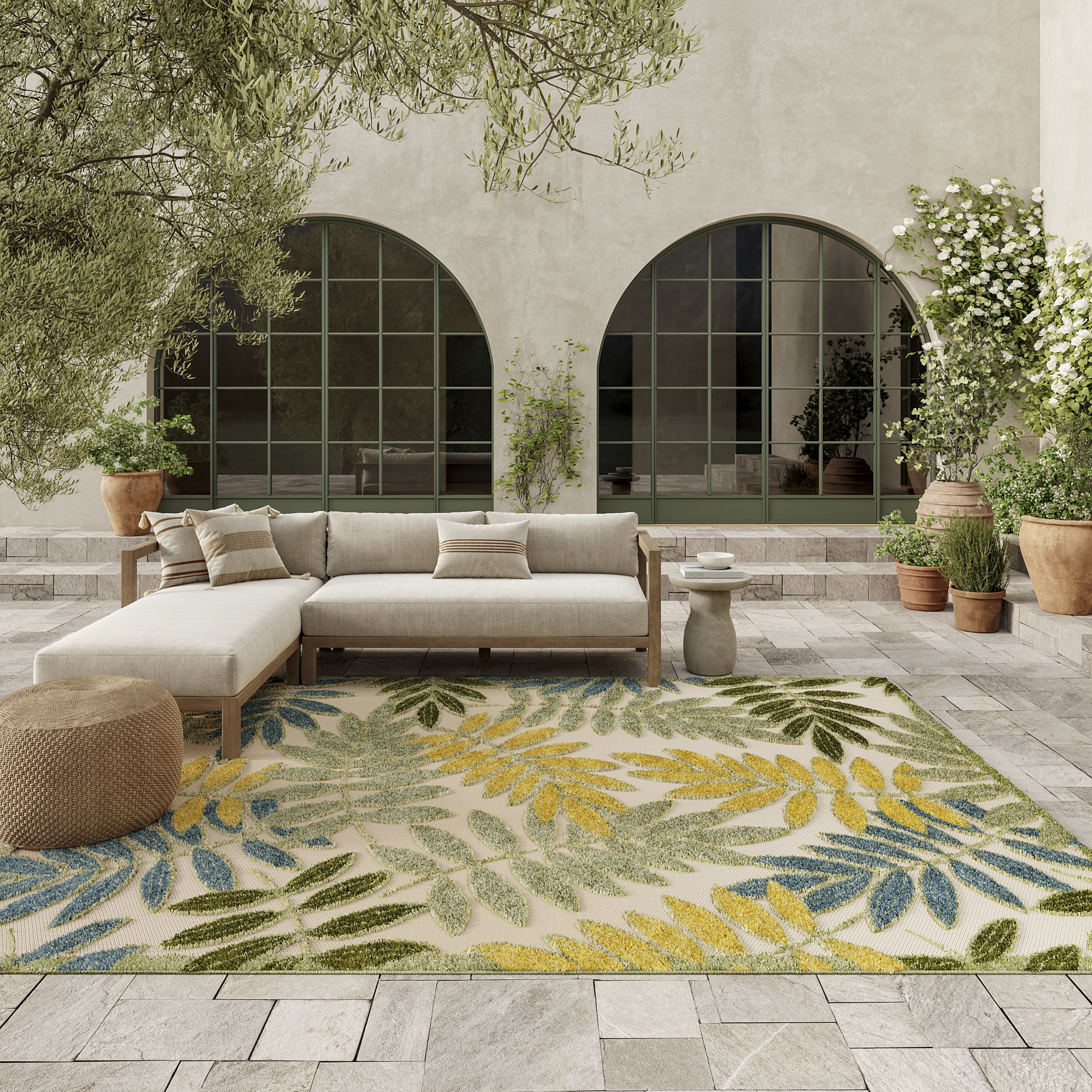 Nourison Aloha 10' x 14' Green Multicolor Outdoor Rug