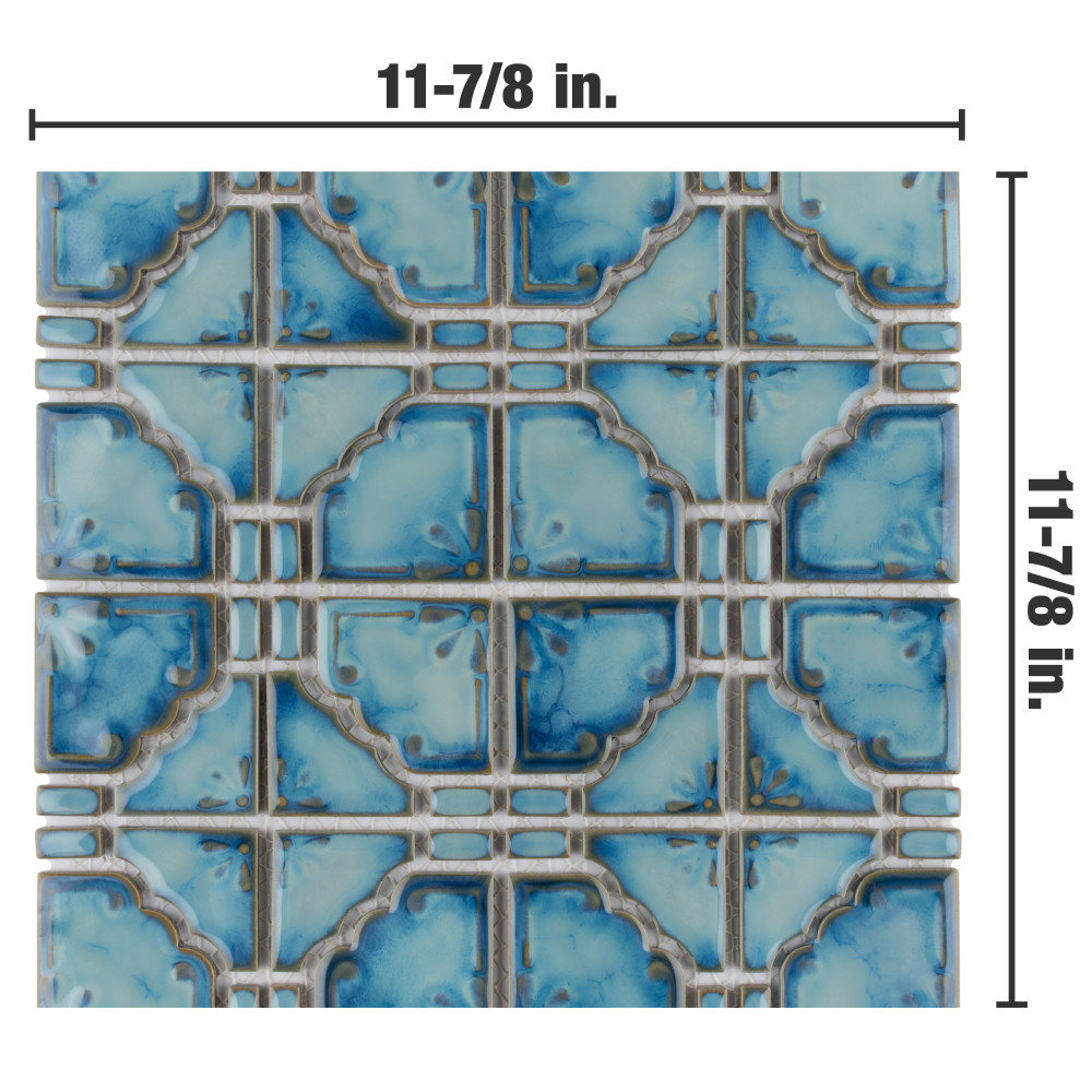 Hudson Moonbeam Marine 11-7/8 in. x 11-7/8 in. Porcelain Mosaic Tile