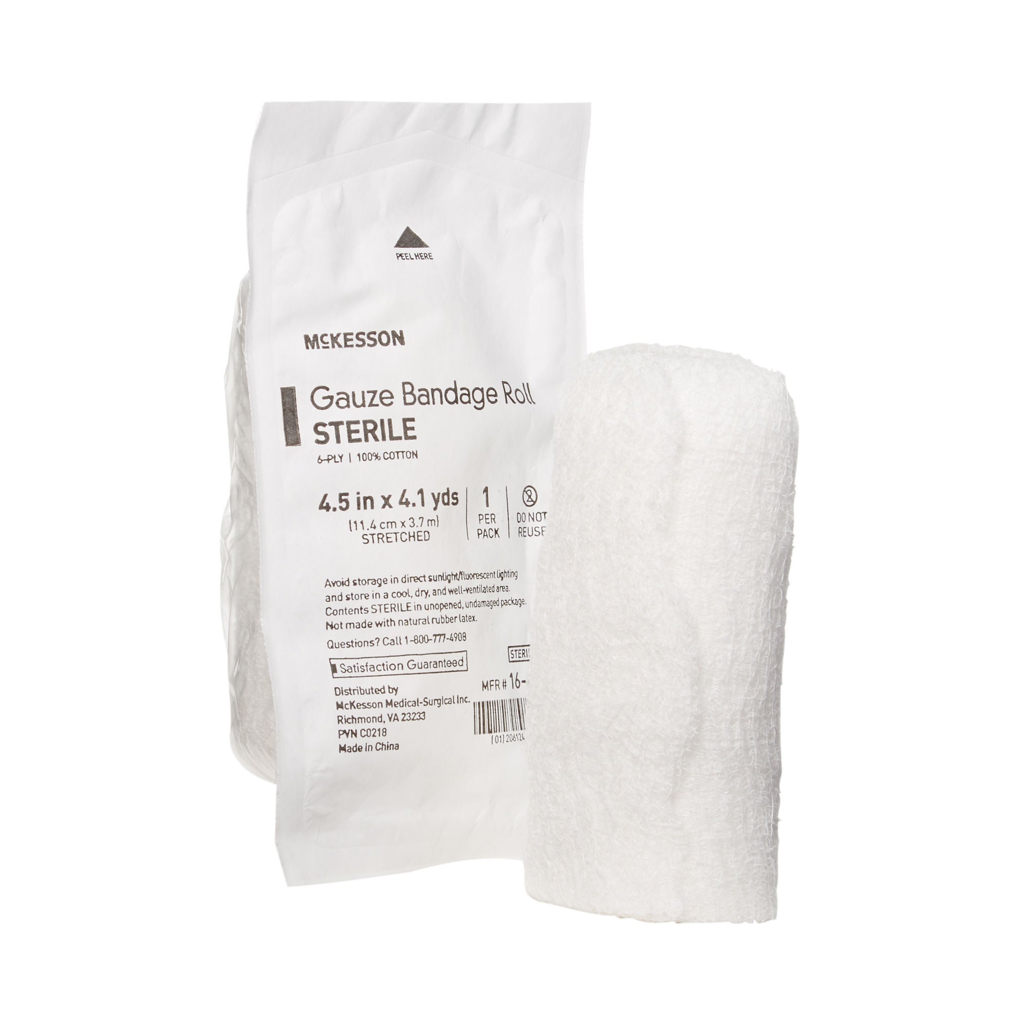 McKesson Sterile Fluff Bandage Roll, 4.5 Inch x 4.1 Yard, Six Ply