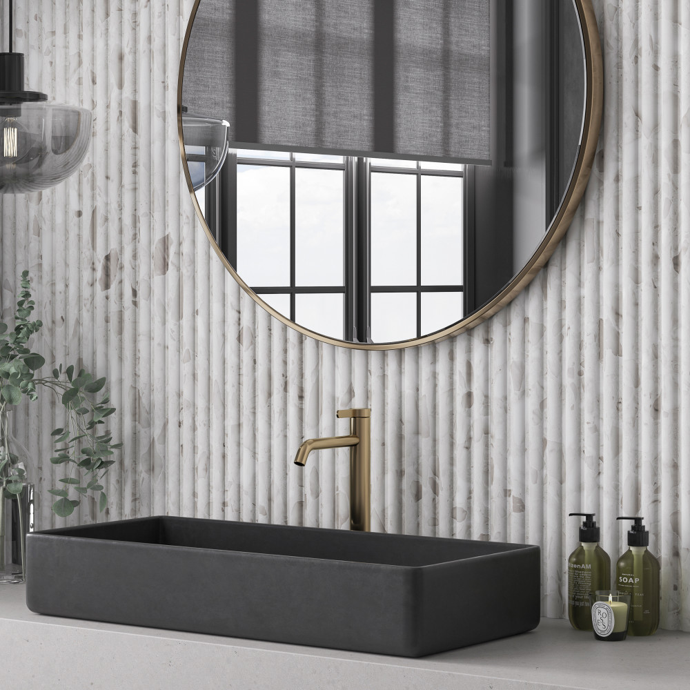 Marbilia Fluted Terrazo White 15-3/4 in. x 47-1/4 in. Porcelain Wall Tile