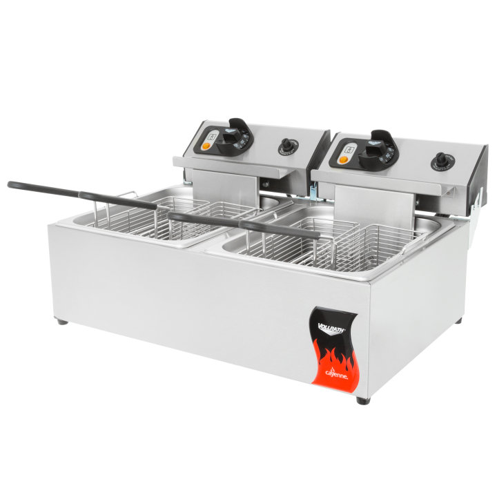 Double-well 120-volt 10-lb standard-duty Cayenne® countertop deep fryer
