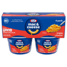 Kraft Triple Cheese Mac & Cheese Macaroni and Cheese Dinner, 4 ct Pack, 2.05 oz Cups