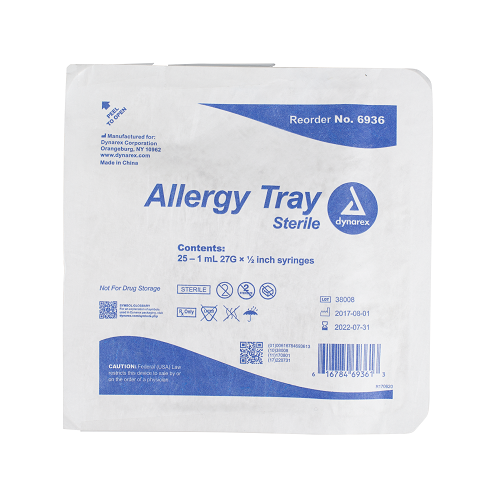 Allergy Non-Safety Syringe Tray - 1cc 27G - 1/2in