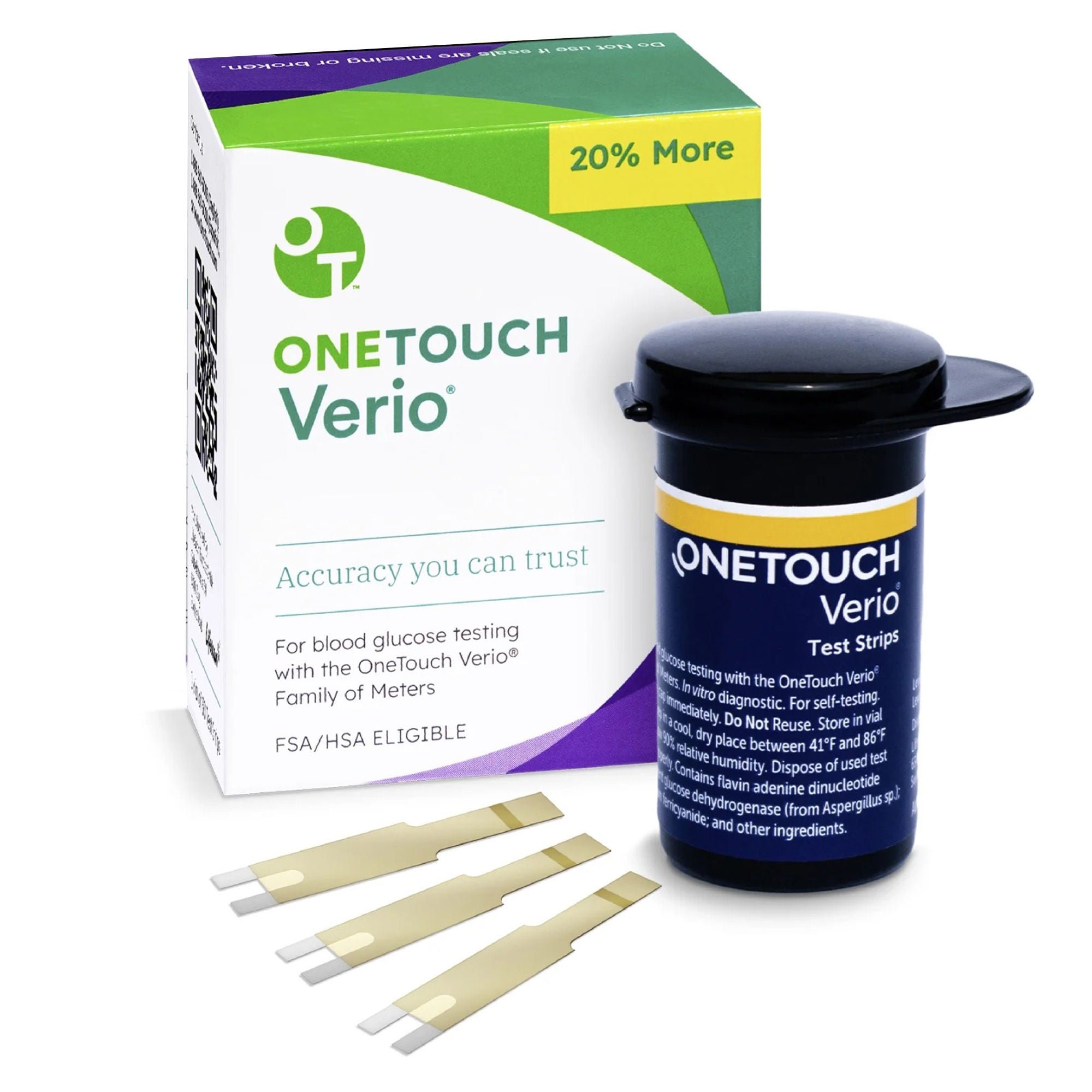 Blood Glucose Test Strips OneTouch® Verio® 50 Strips per Pack For OneTouch® Verio® Family of Meters