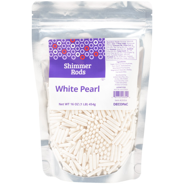 White Pearl Shimmer Rods Sugar Candy Decorations