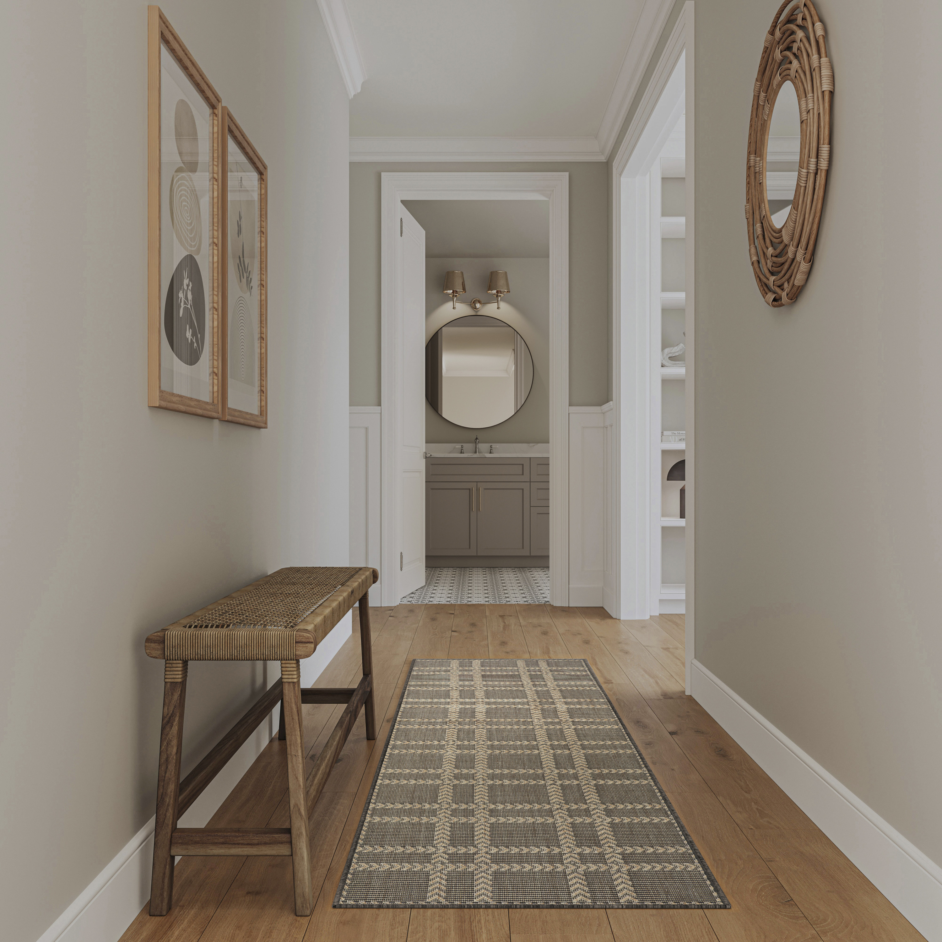 Nourison Horizon Indoor/Outdoor 2'2" x 8' Charcoal Modern Rug