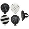 Black White Modern Happy Birthday Cupcake Rings DecoPac