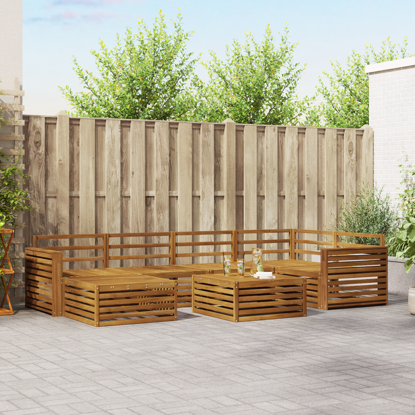 vidaXL Outdoor-Sofagarnitur 7 pcs Natur Massivholz Akazie – Bild 3