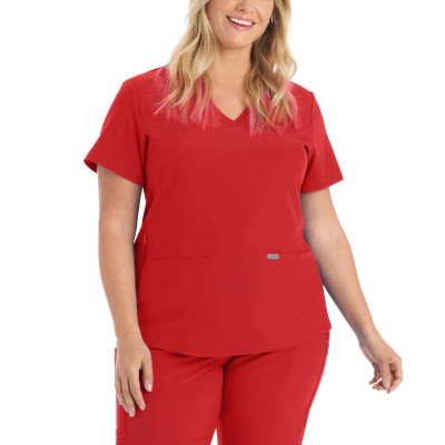 Landau Forward LT100 Women&#8216;s 4 Way Stretch 3-Pocket V-Neck Medical Scrub Top-Landau