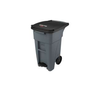 Rubbermaid Commercial, BRUTE®, Step-On Rollout, 32gal, Resin, Gray, Rectangle, Receptacle