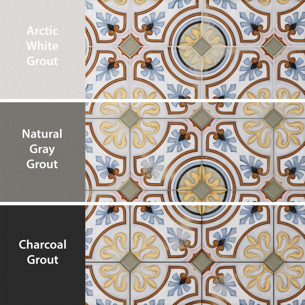 Vaudeville Octagon Deco Diglas with Taco Oliva 7-7/8 in. x 7-7/8 in. Porcelain Floor and Wall Tile