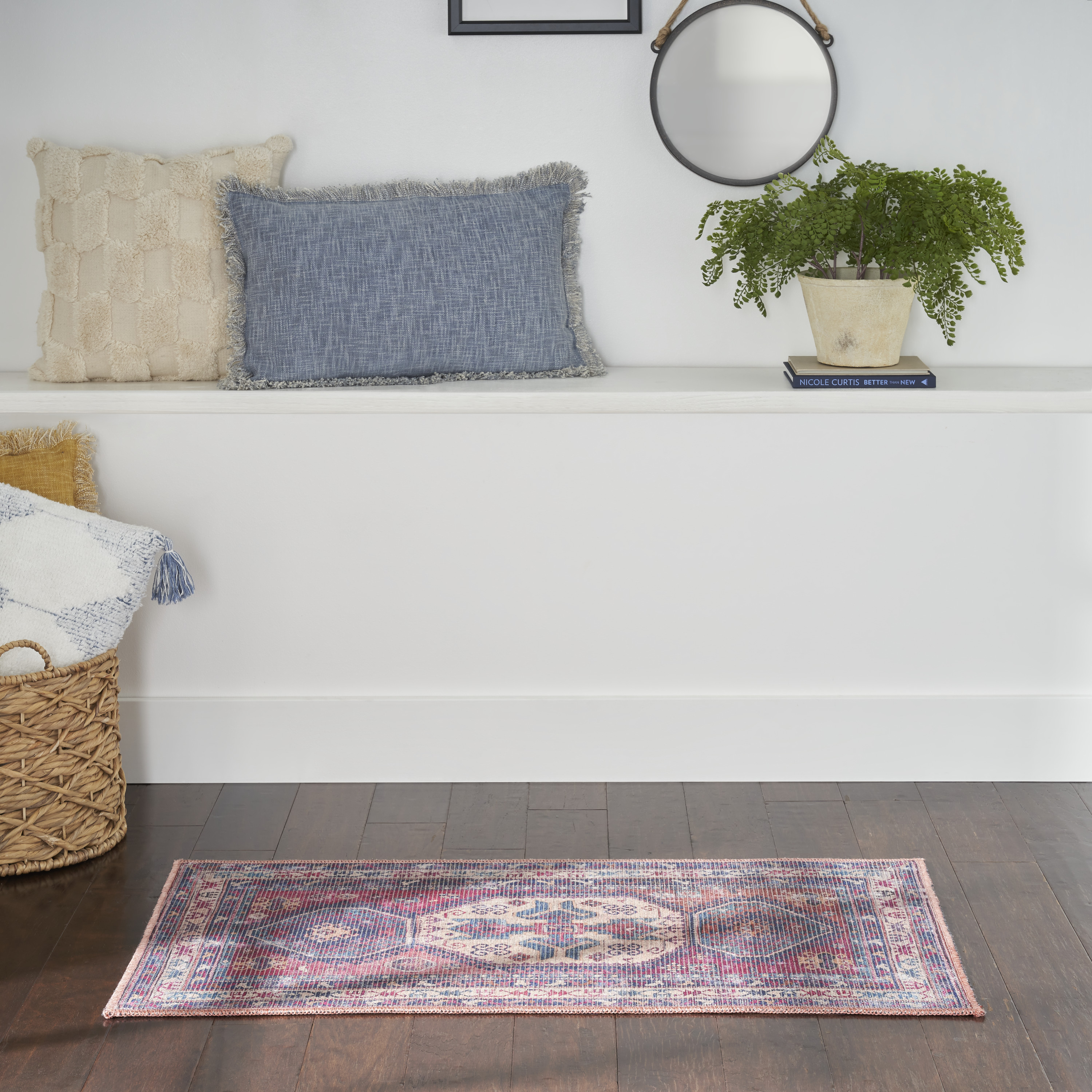 Nourison New Concept Washables 2' x 3'9" Red Navy Vintage Indoor Rug