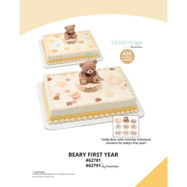 Beary First Year The Magic of Cakes® PhotoCake® Enhanced Background and Icing Page